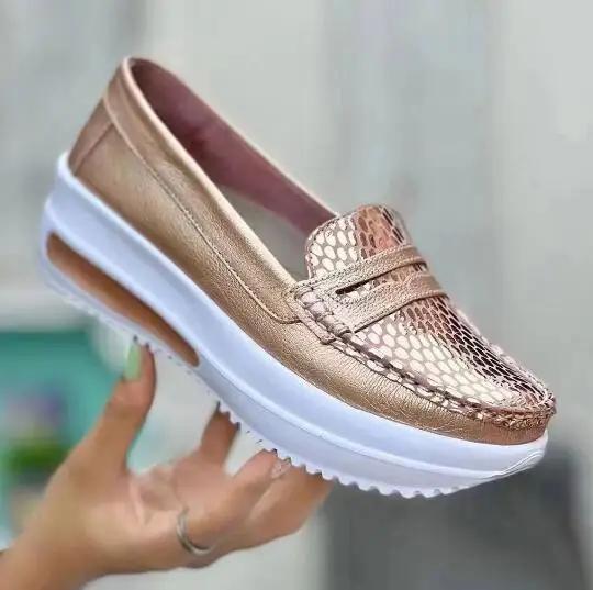 Fashion Luxury Designer Women Fashion Loafers Breathable Slip-On Vulcanized Shoes Casual Wedge Heel Lightweight Woman Sneakers