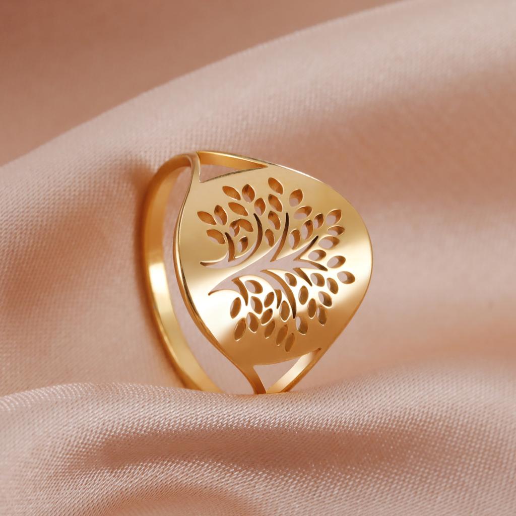 Retro Tree of Life Stainless Steel Ring for Men and Women Lucky Talisman Jewelry Fashion Wide Finger Ring Birthday Gift