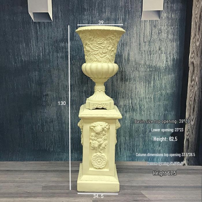 Wedding Gold Roman Column Flower Stand – European Stripe Trophy Fiberglass Décor