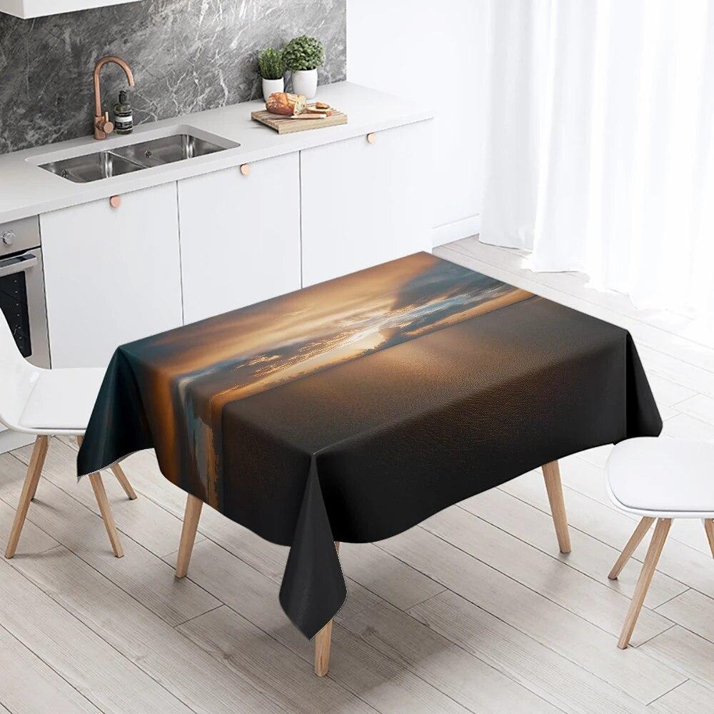 Scenery Printed Tablecloth Stain Resistant Waterproof Wedding Party Restaurant Banquet Decoration Home Table