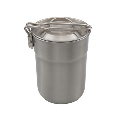 Camping-Tasse, Edelstahl, Kaffeetasse, tragbarer Kochtopf, 1 l, mit Deckel, klappbarer Griff für Camping