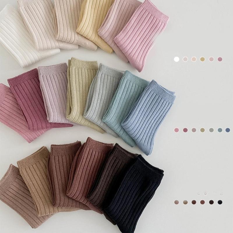 Kids Simple Crew Socks Plain Ankle Socks Breathable Booties Socks Calf Socks