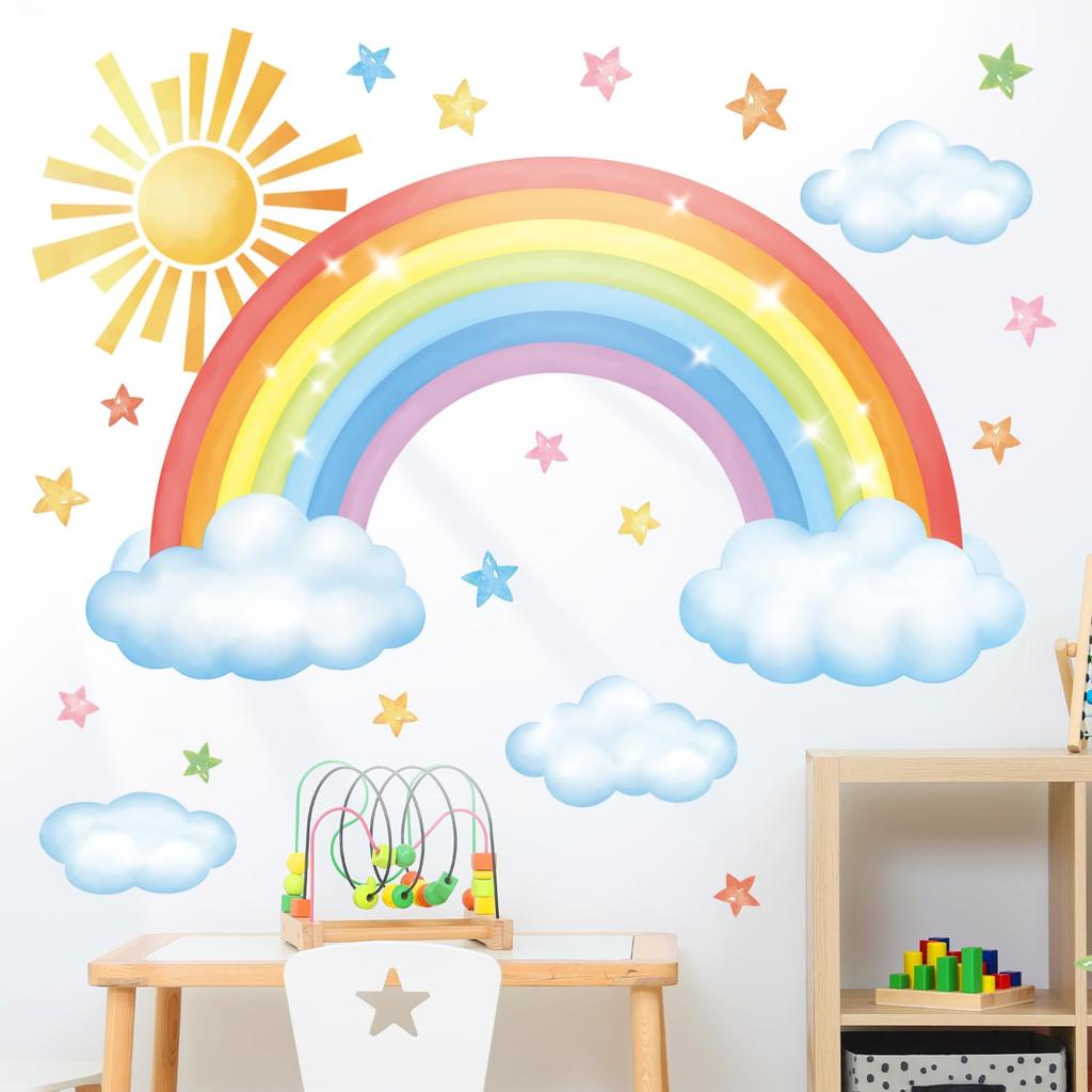 DECOWALL Clouds and Stars Wall Stickers Decorative Wall Art for DIY Wall Transfer Stickers Wall Art Stickers for Bathroom Bedroom Vinyl Teen Kids