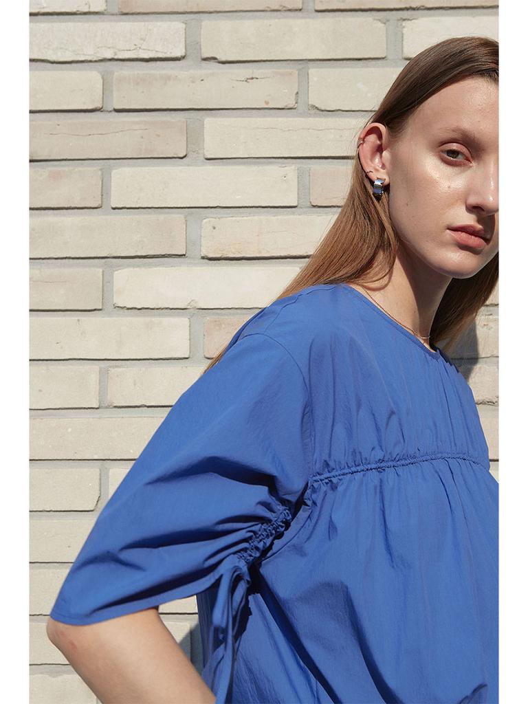 Myue Sierra Shirring Detail Blouse - Royal Blue