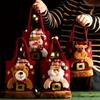 4pcs Festive Christmas Gift Doll Bags - Red&Golden Knitted Storage Treats with Santa, Snowman,Deer Designs,Christmas Accessories