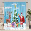 2 Pieces of Christmas Tree Printing Curtain - Polyester Material - Suitable for Bedroom Living Room Study Room Privacy Curtain