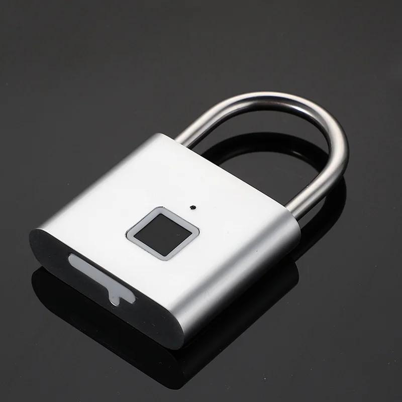 Keyless USB Charging Fingerprint Lock Smart Padlock Waterproof Door Lock Unlock Portable Anti-theft Padlock Zinc Home Tools