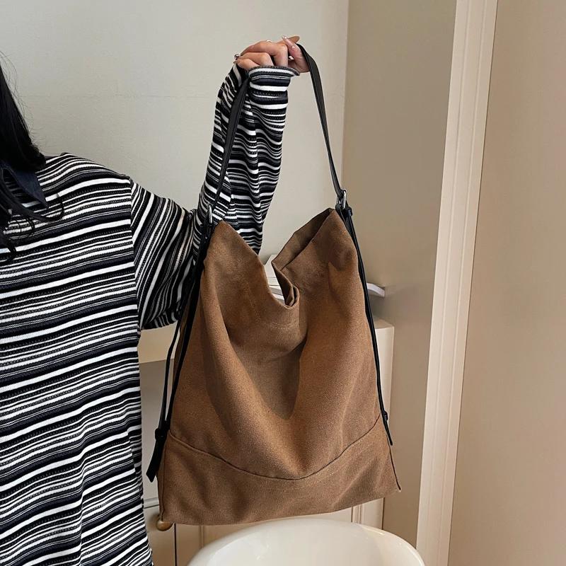 CANVAS Hasp Sewing Shoulder Bags Simple Large Capacity 2026 Brand Bags for Women Solid High Quality Fashi Crossbody Bags