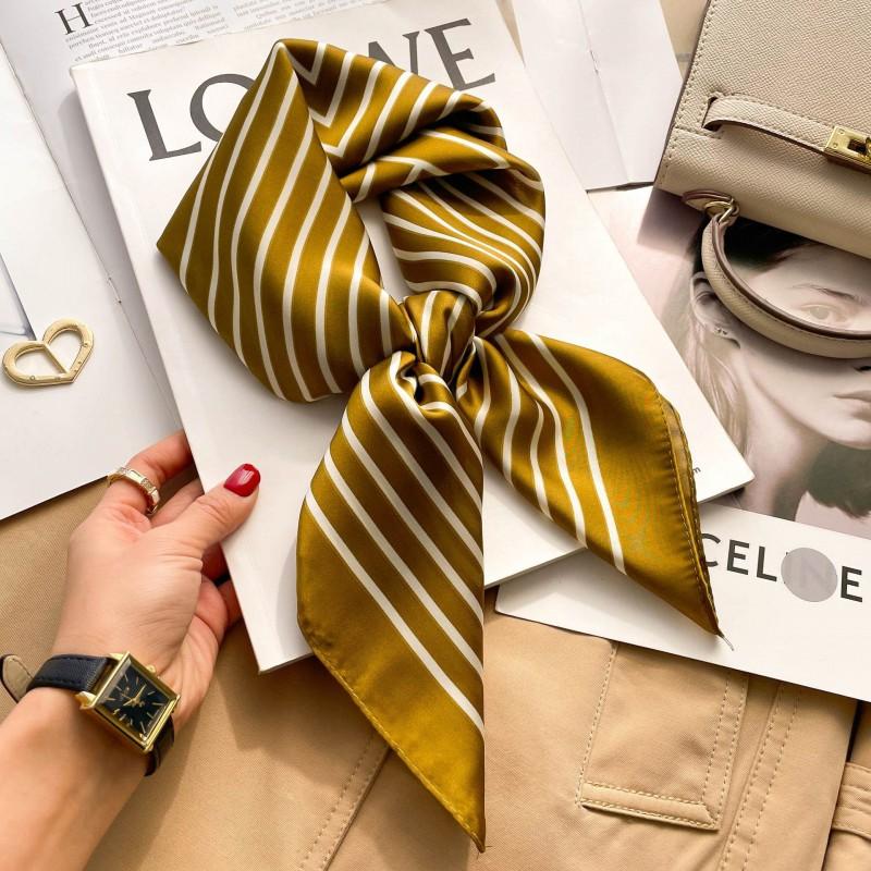 Elegant Silk-Like Square Scarf Women Korean Style Print Neck Lightweight 70x70cm Nylon Fashion Accessory
