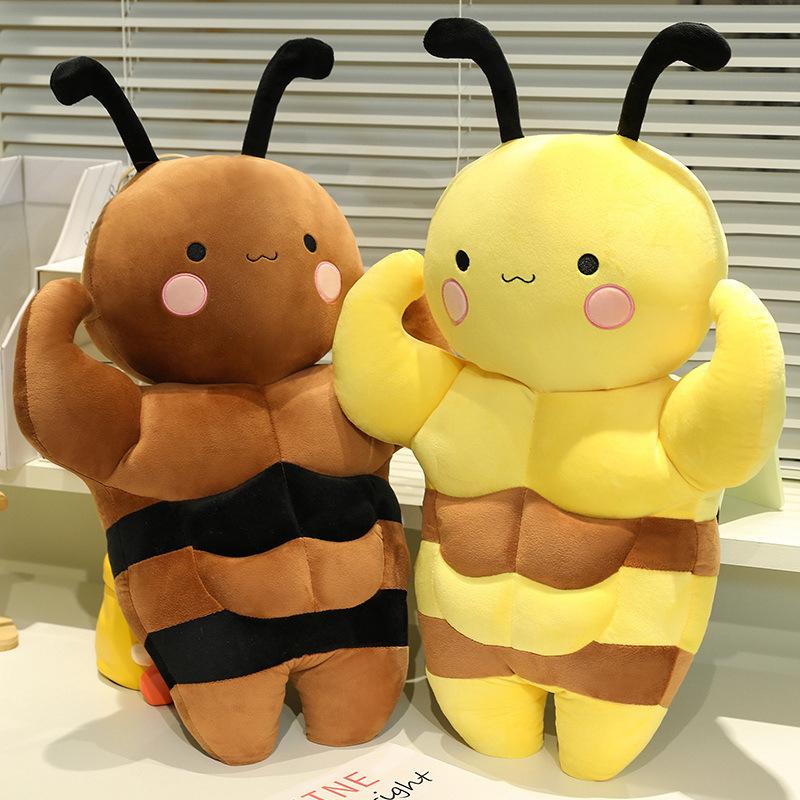 Creative soft muscle bee throw pillow plush toy doll little bee doll girl company soothing doll