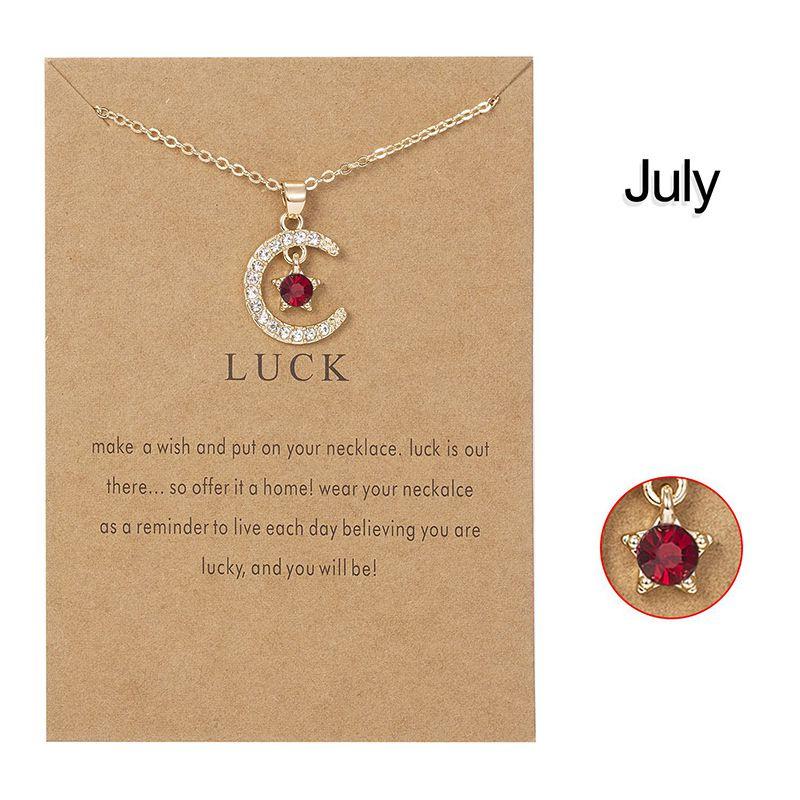 Stunning 18k Gold Birthstone Moon Necklace Featuring Hypoallergenic Design