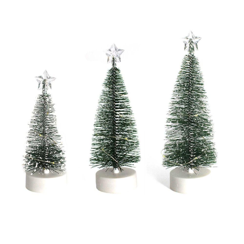 3Pcs/Set Glowing LED Desktop Decoration Artificial Christmas Tree Light  New Year