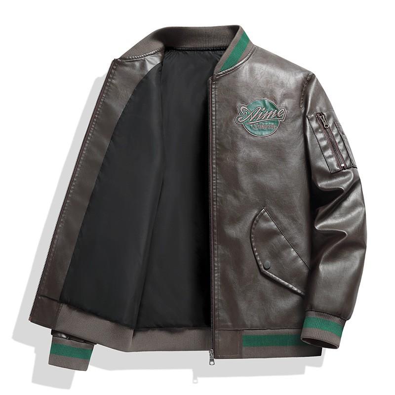Mens Faux Leather Biker Jacket Retro