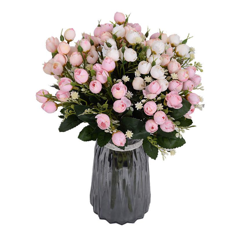 Simulated Rose Small Bouquet Multi Head Flower Bud Wedding Hotel Home Decoration