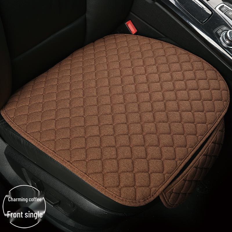 All-Season Breathable Linen Car Seat Cushion Set with Polka Dot Embroidery
