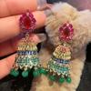 Indian Ethnic Characteristics, Personalized Style, Bells, Wind Chimes, Earrings, Colored Zircon, Fringed Earrings.