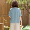 Middle-Aged Women's Summer Short Sleeve Linen Blend Set