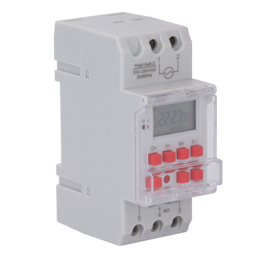 Timer Switch LCD Display 7 Day Programmable Timer NO NC Output 35mm DIN Rail Mount Miscontact Lock B