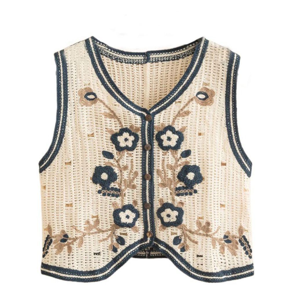 

В язаний светр без рукавів, жилет, джемпер з V-подібним вирізом, топ, приморський темно-синього кольору