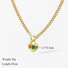 Stainless Steel Heart Love Green Crystal Pendant Necklace Earrings for Women Party Punk Jewelry Gift
