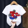 Spiderman Cartoon T-shirt for Kids Cute Birthday Number Printed Short Sleeve Summer