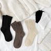Zhuji Women's Retro Mid-Calf Cotton Socks: Japanese Style, Breathable, Chunky Knit, Solid Colors, Versatile for Spring & Autumn