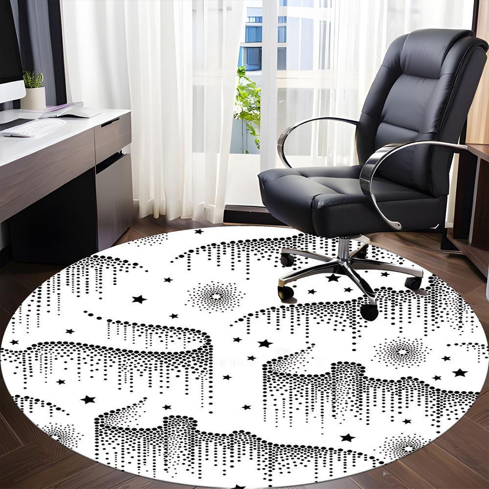 1pc Galaxy Dots Office Round Area Rug, Indoor Mat Suitable For Office, Under Office Chairs Bedroom Living Room Home Decor, Room Deco