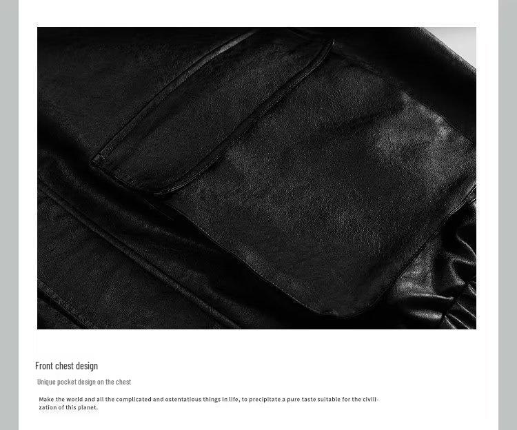 Męska kurtka skórzana oversize - Amerykański styl retro street