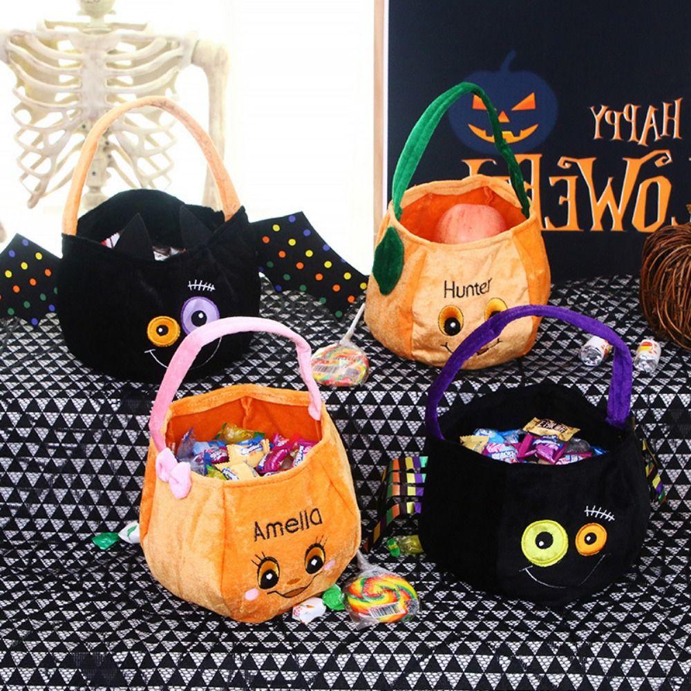 

High-end Halloween Candy Bag Trick or Treat Bat Candy Bag Easy to Use Pumpkin Handle Bag Kids Part