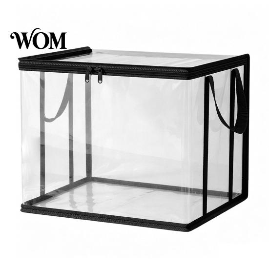 Book Storage Organizer Clothes Bag, with Lid And Handles, Large Capacity Dustproof Bag Organizer, Transparent PVC Container for Toys Student Textbooks