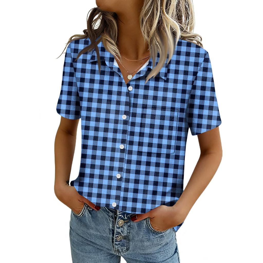 Blusas para Mujer de Manga Corta Camisas con Botones Tops de Trabajo Casual Elegante Ropa de Verano Primavera