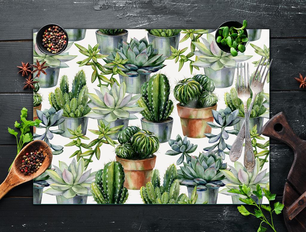 Glass Stovetop Protector 70x52 Cactus