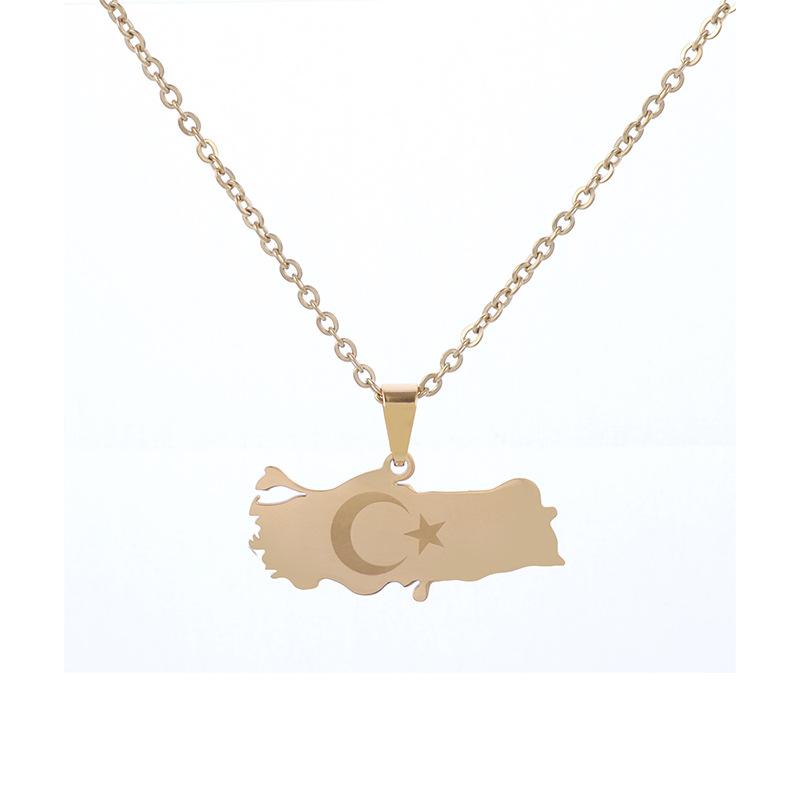 Neue modische romantische Stern Mond Edelstahl Herren- und Damen-Anhänger-Halskette beige