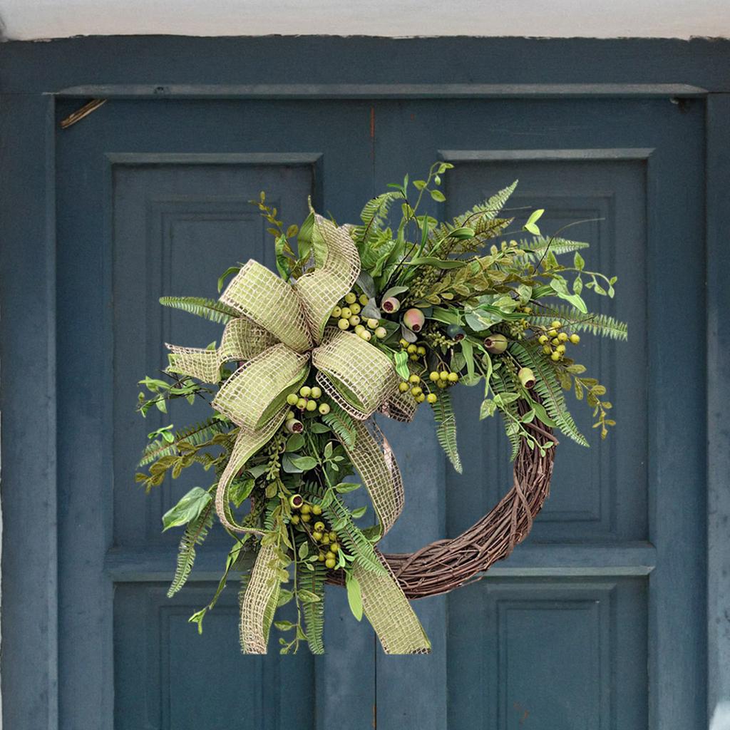 Round Artificial Flower Wreath Front Door Decor Wall Garland Thanksgiving