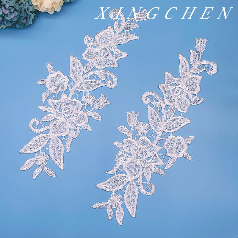 Clothes Lace Pair Flower Water Soluble Lace Clothing Decorative Lace Hollow Embroidery Applique Lace Clothing Accessories
