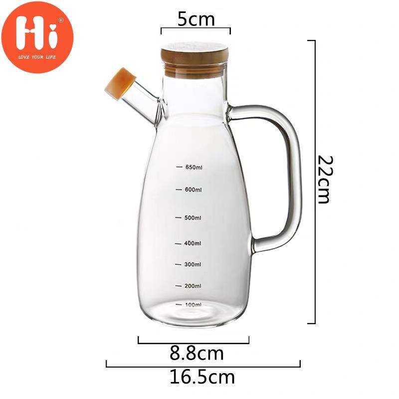 Hi Transparent Oil Bottle with Handle and Scale Heat-resistant Kitchen Tools Soy Sauce Vinegar Container