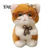 Soft Stuffed Animal Keychain Cute Plush Kitten Pendant with Glasses And Tie, Polyester for Backpacks Keys, Decorative Hanging Plushie Kids Gift Girls