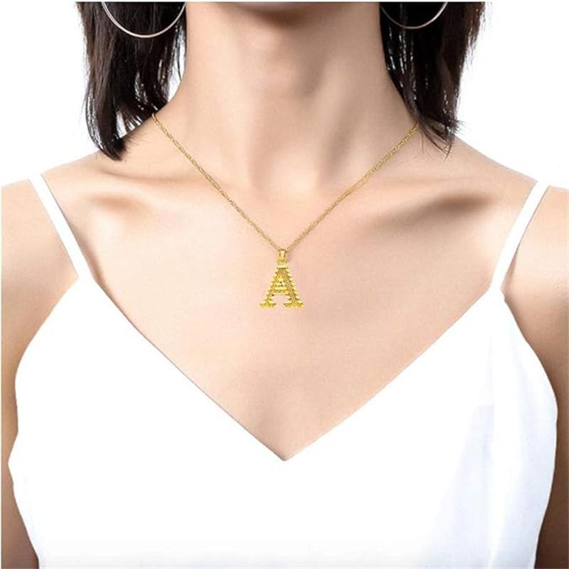 26 Alphabet Gold Plated Pendant Necklace Accessories Initial Necklace For Women Dainty Gold Letter A-Z Pendant