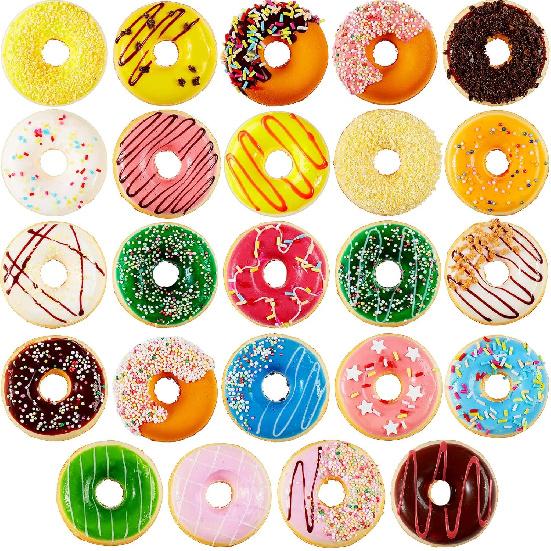 24 Pieces Realistic Artificial Toy Donuts, Scented Fake Donuts Squeeze Rainbow Desserts Stress Balls Toy Food Party Decorations Cakes Fake Desserts