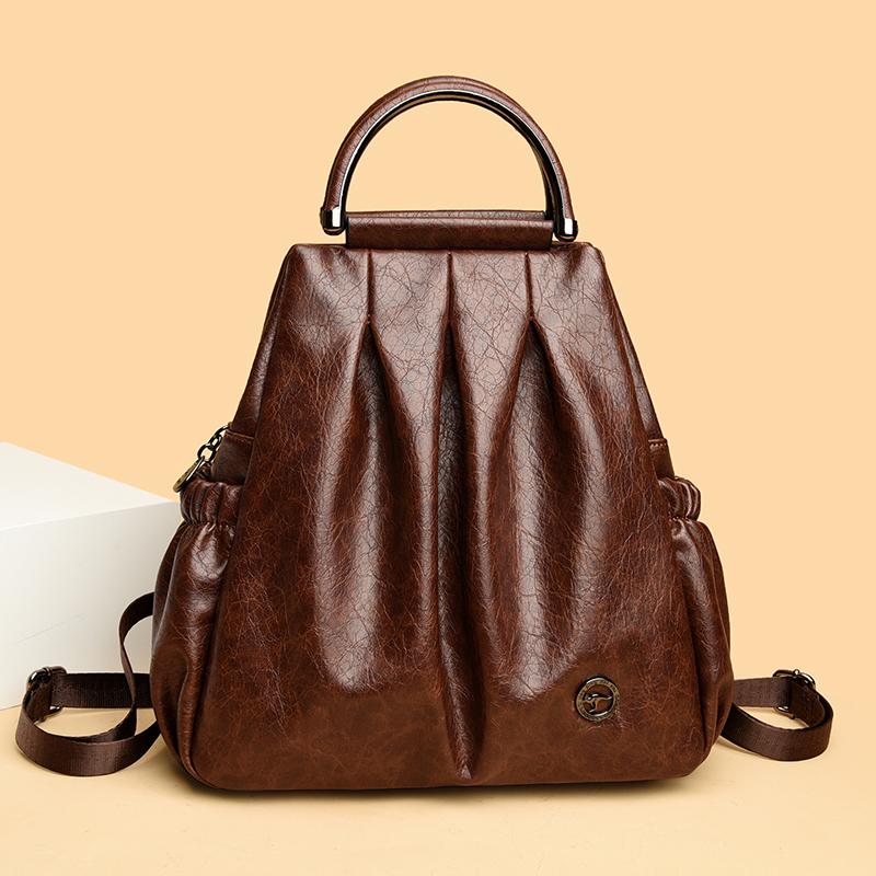 Zaino Stile Pelle Vintage con Manico Superiore e Spallacci Imbottiti