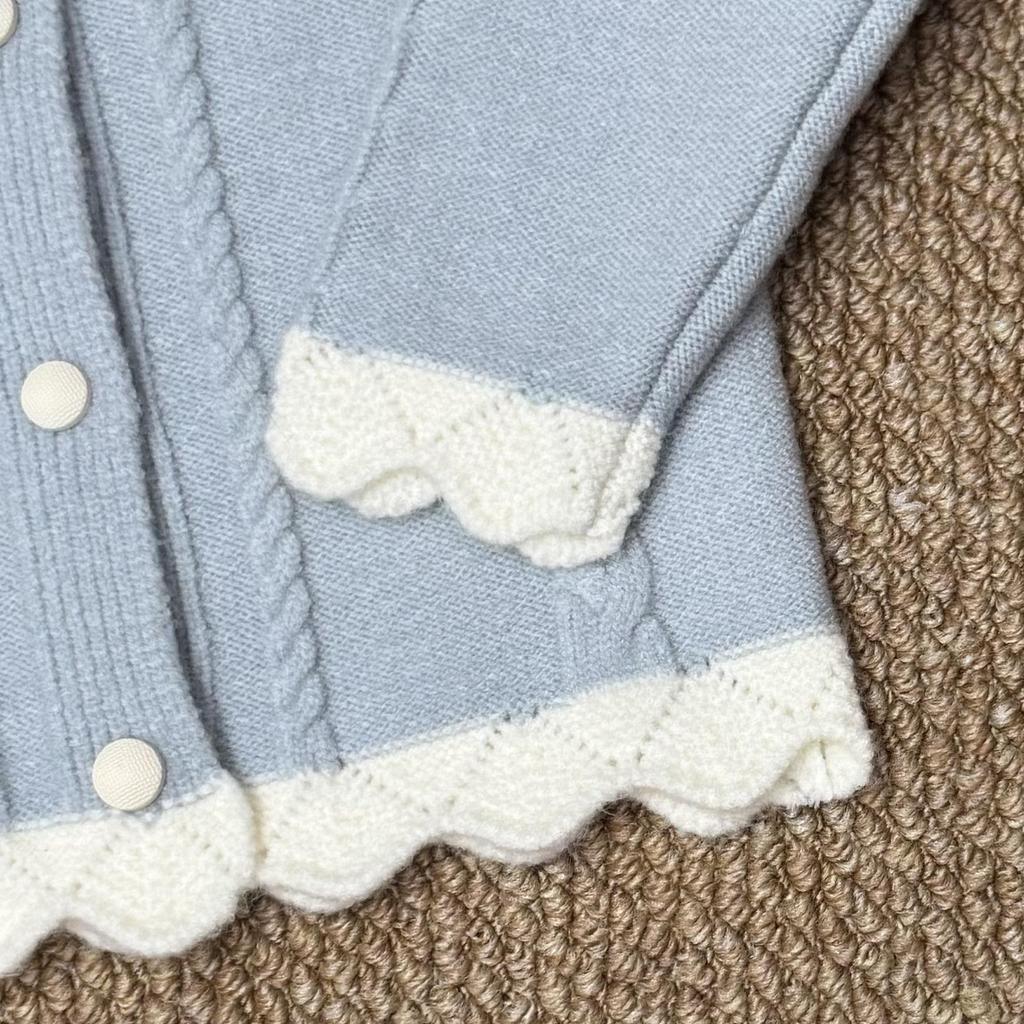 Neuer Color-Block Niedlicher Mädchen-Cardigan für Herbst und Winter