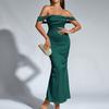Parthea Matte High Elastic Dress, Sexy Waist One-word Shoulder Halter Back Hip Bag Tight Suspender Fishtail Dress