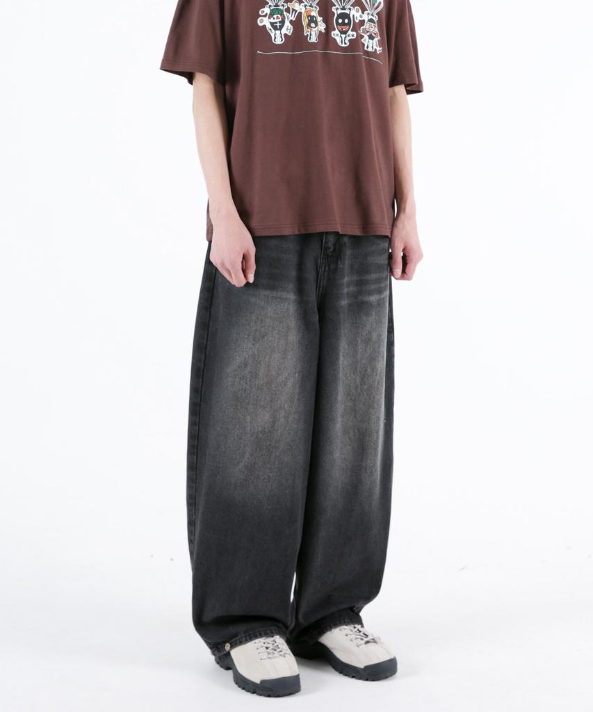 UMM Balloon Fit Snap-Wide Washed Denim Pants 3 Colors