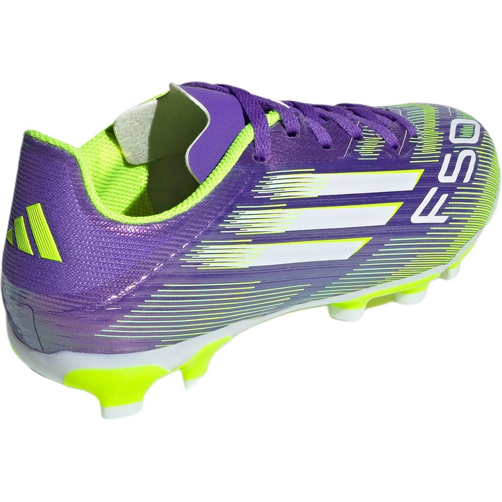 Adidas F50 League MG Versatile Comfortable Stylish Low-Top Kids Football Shoes Kids Football Shoes Purple White Bright-Lemon-Yellow JH7752