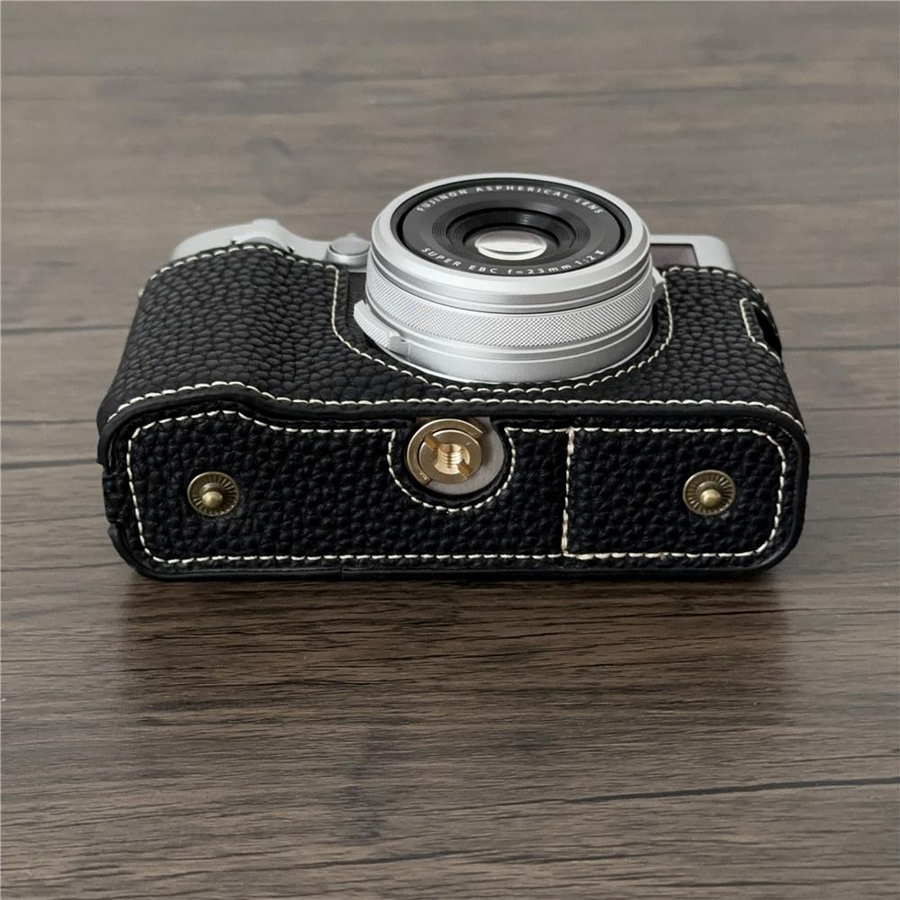Luxuriöse PU-Leder Kameratasche Für Fujifilm X100VI Batterieöffnung Ganzkörpertaschenabdeckung Mit Riemen