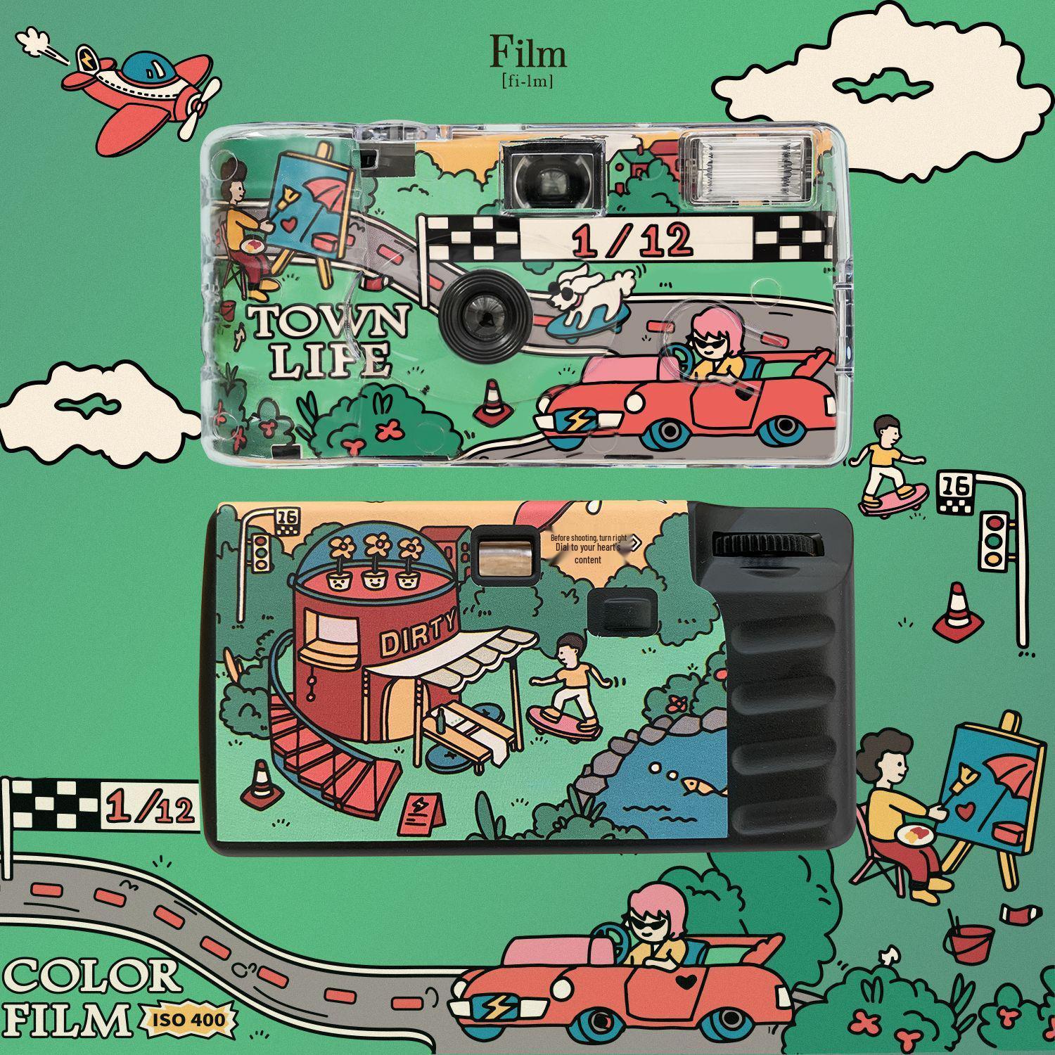 

Town Dreamer Retro Film Camera with Flash - Perfect Gift for Students