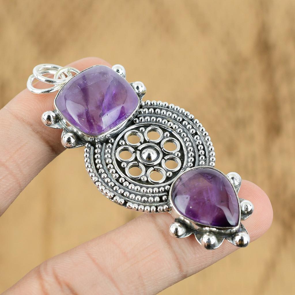 Natural Star Amethyst Gemstone Jewelry 925 Sterling Silver Pendant For Girls