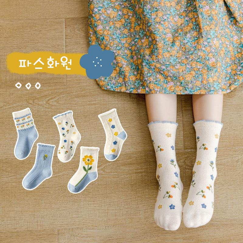 Children Socks Kids Girls Paisley Cartoon Bear Pattern Infant Toddler Socks Little Baby Cotton Socks Autumn Winter