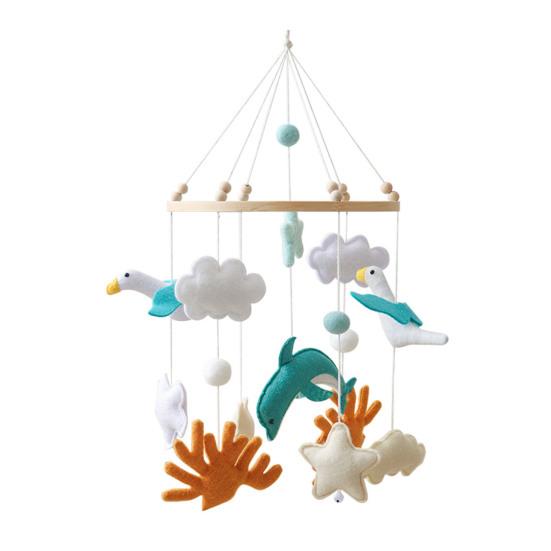 Seagull Baby Crib Mobile Ocean-Themed Handmade Felt Hanging Decor Soft Stroller Hanging Toy for Newborns