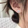 S999 Sterling Silver Blue Zircon Flower Stud Earrings for Women - Niche Design, Luxurious, Versatile
